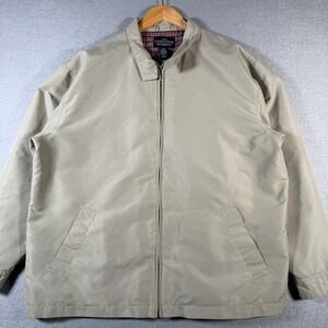Haband Executive‎ Division Mens Tan Harrington Style Jacket L Plaid Lined Zip